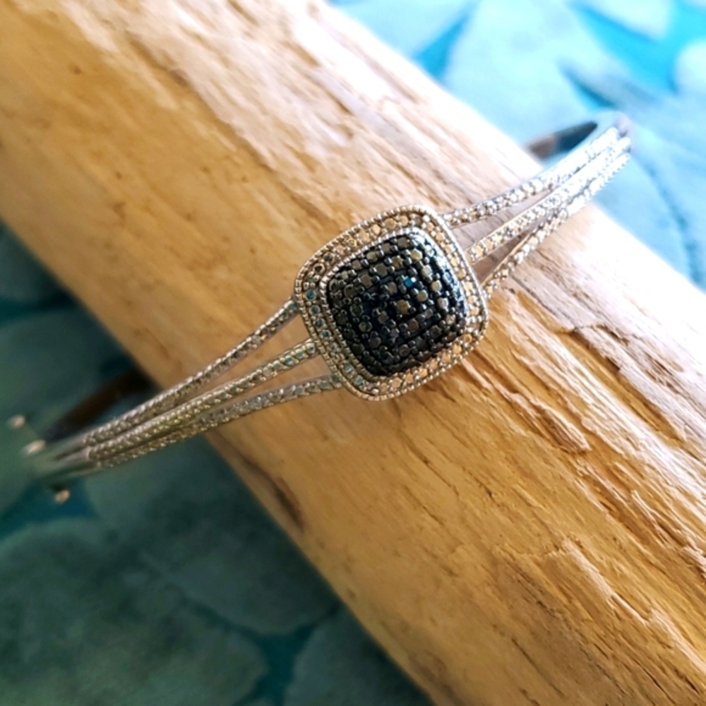 BR Sun Micro Pave Silver Signed Bracelet